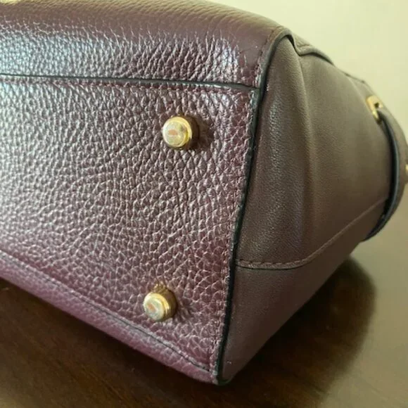 Coach F55665 Pebble And Smooth Leather Satchel/Shoulder/Crossbody Bag Burgundy